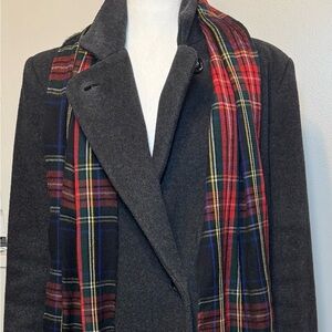 VTG‎ Women's 12/14 Black Charcoal Union Made In USA Thick 100% Wool Long Trench